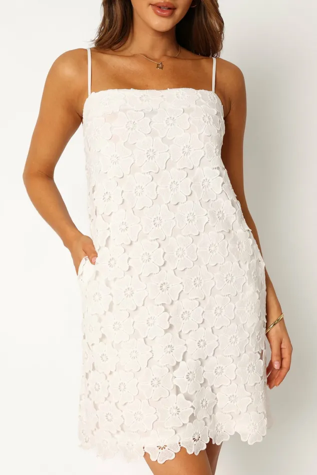 Floral Dresses Women Trinny Mini Dress White Petal and Pup