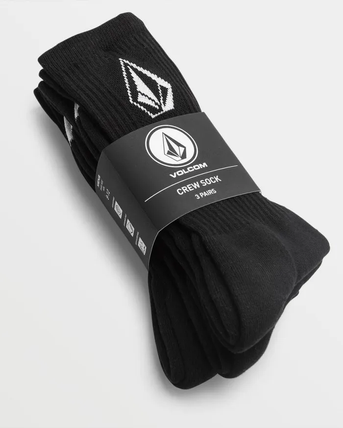 Full Stone Sock 3 Pack 8211 Black Mens Volcom Socks