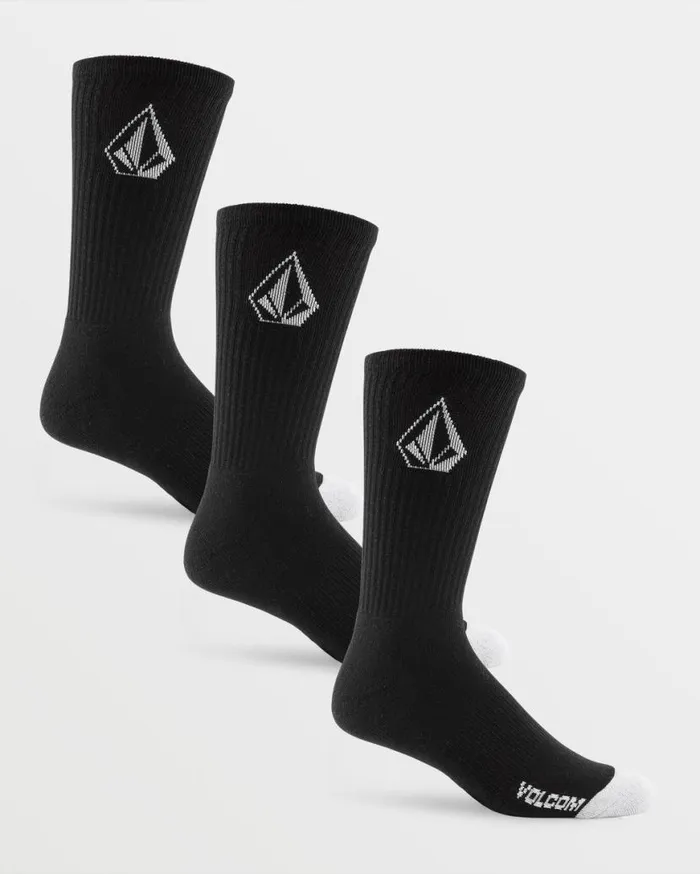 Full Stone Sock 3 Pack 8211 Black Mens Volcom Socks