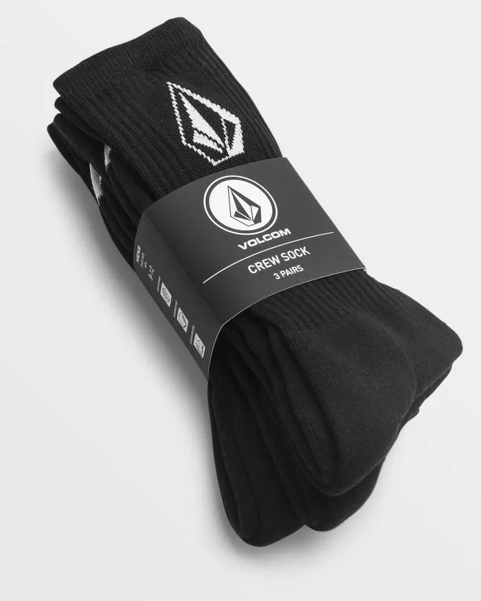 Full Stone Sock 3 Pack 8211 Black Mens Volcom Socks