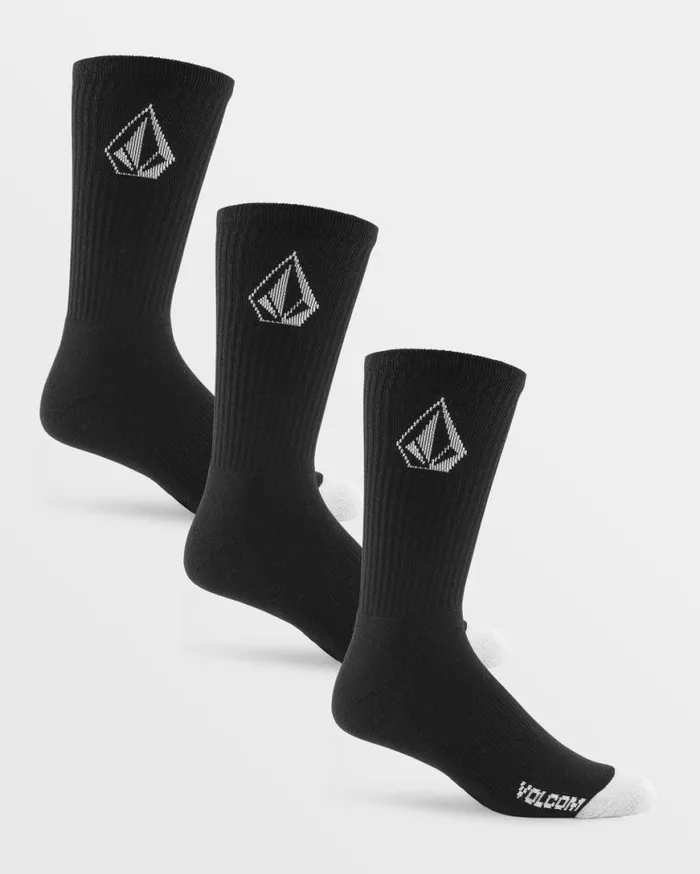 Full Stone Sock 3 Pack 8211 Black Mens Volcom Socks