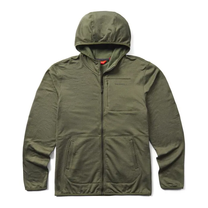 Geotex Full Zip Hoodie Dusty Olive Heather Men Merrell Tops