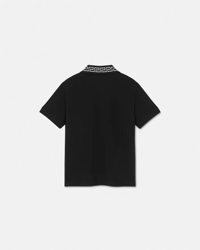 Greca Kids Polo Shirt Black Children Versace Clothing