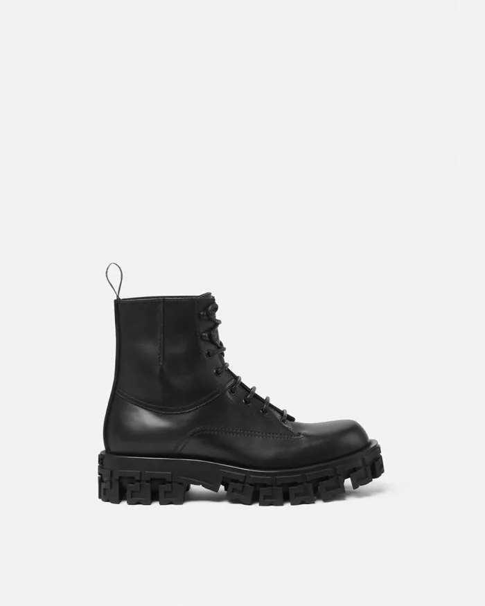 Greca Portico Boots Black Men Versace Boots