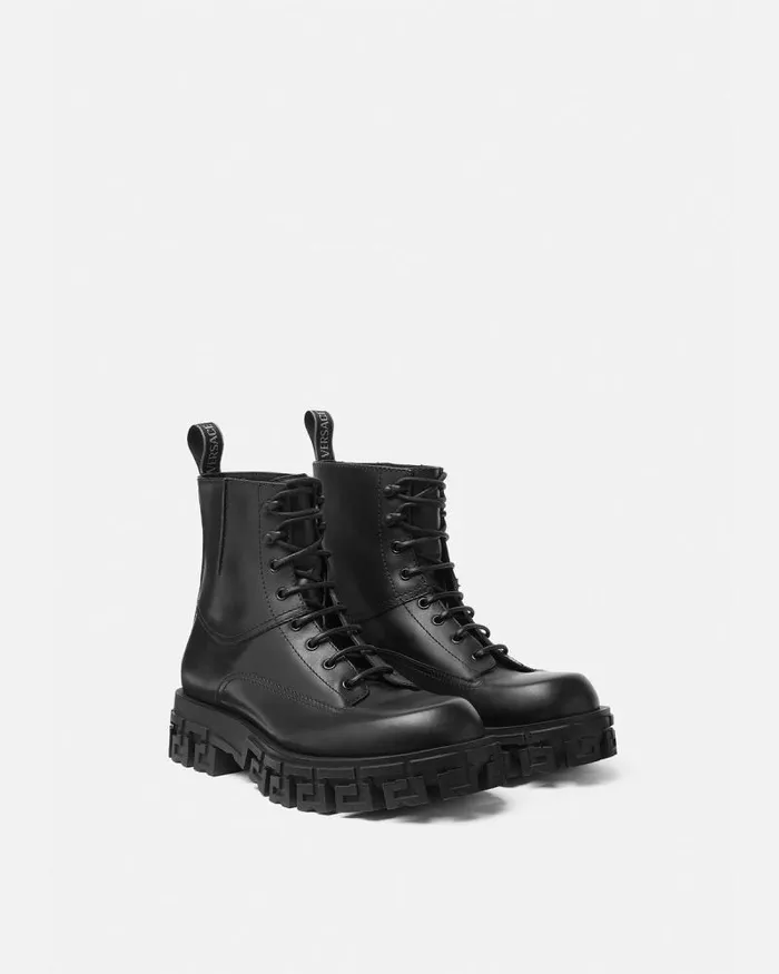 Greca Portico Boots Black Men Versace Boots