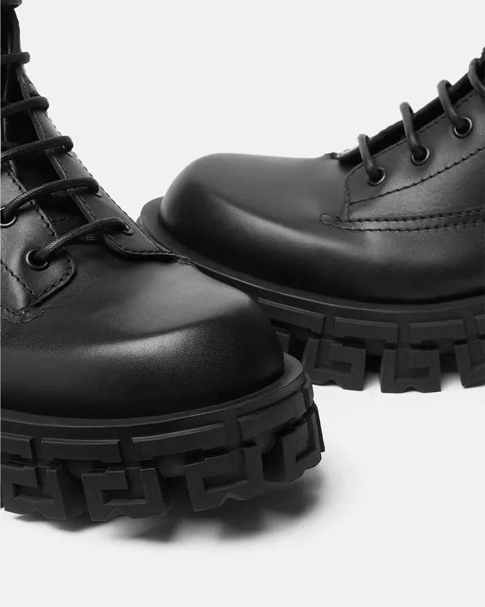 Greca Portico Boots Black Men Versace Boots