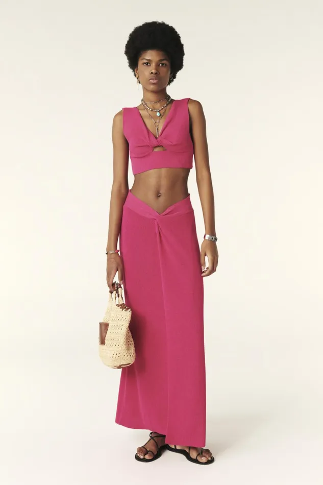 HalfCardigan Stitch Skirt Thatyana Pink Women Baandsh Skirts and Shorts