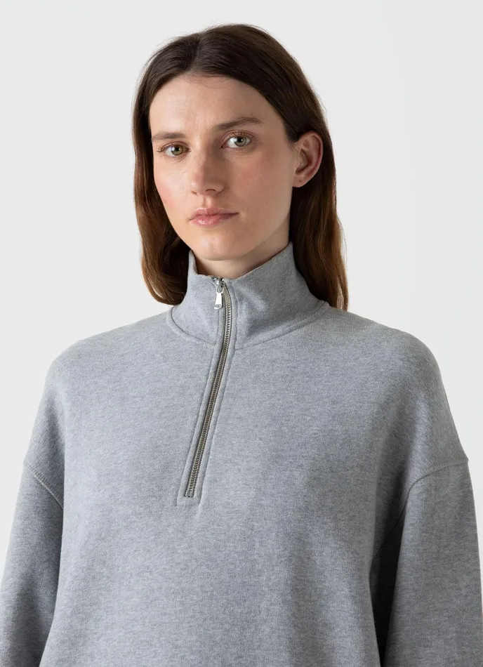 Half Zip Loopback Sweatshirt Grey Melange Women SUNSPEL Sweatshirts and Sweatpants Half Zip Loopback Sweatshirt Grey Melange Women SUNSPEL Sweatshirts and Sweatpants