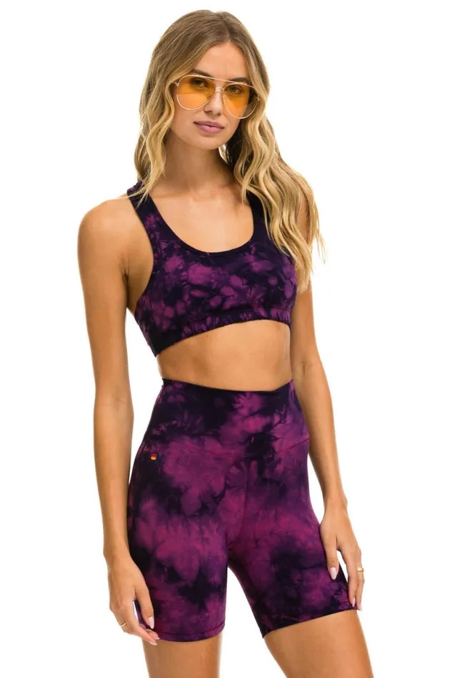 Hand Dyed Sports Bra Tie Dye Crystal Rose Women Aviator Nation Sports Bras
