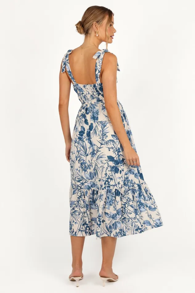 Harlowe Midi Dress Porcelain Blue Women Floral Dresses Petal and Pup