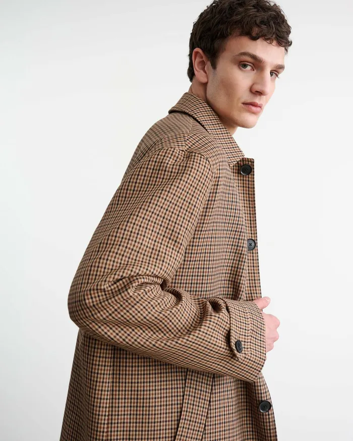 HEDI DUSTER COAT Beigebrown Houndstooth Men Nili Lotan Jackets and Coats