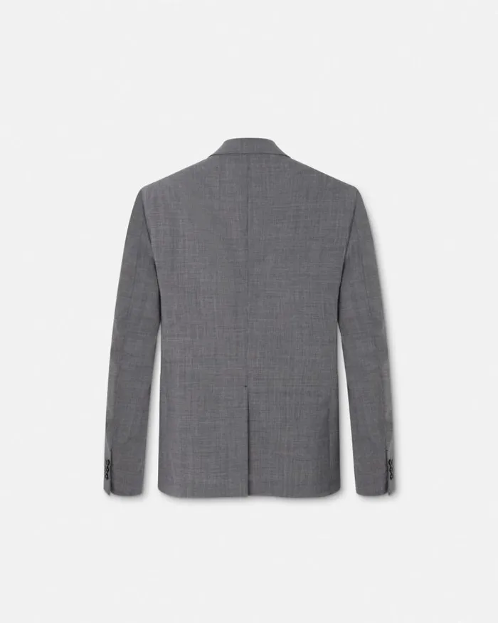 Houndstooth Wool SingleBreasted Blazer Gray Men Versace Blazers and Suits