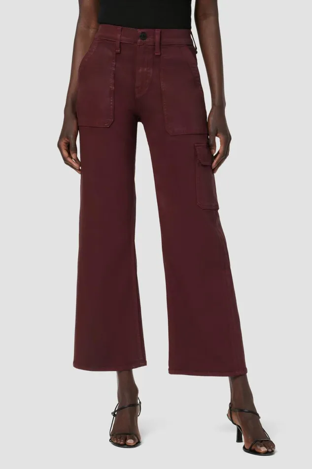 Hudson Jeans Cargo Rosie HighRise Wide Leg Cargo Coated Bordeaux 8211 Women