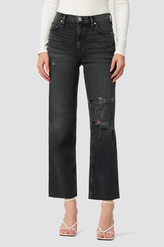 Hudson Jeans Straight Remi HighRise Straight Crop Jean Black Rain 8211 Women