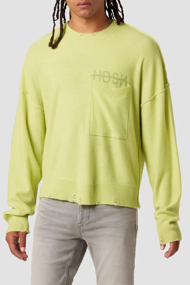 Hudson Jeans Tops and Sweaters Crew Neck Sweater Lime 8211 Men