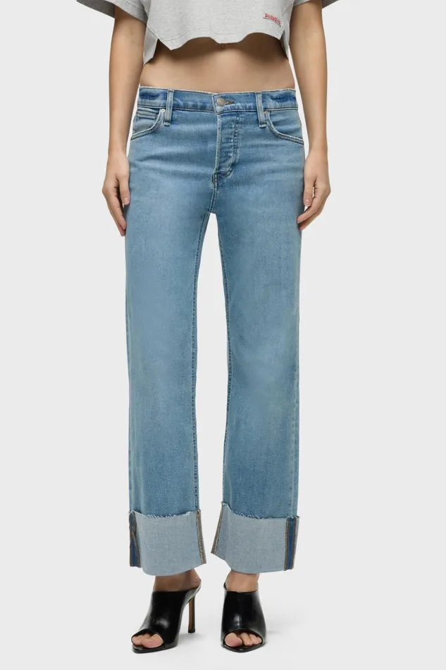 Hudson Jeans Wide Leg Rosie MidRise Wide Leg Petite Jean W Cuff Oak 8211 Women