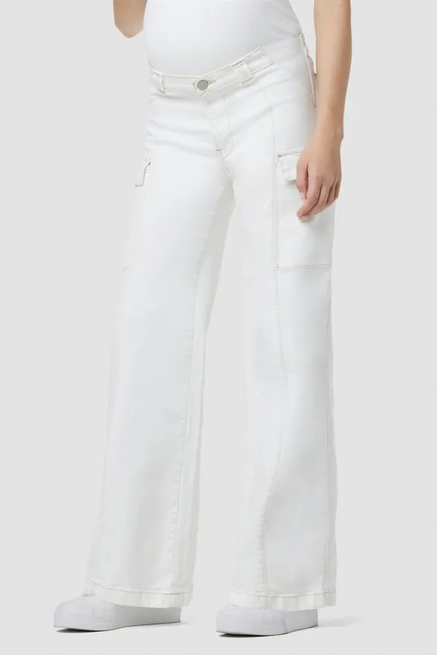 Hudson Jeans Wide Leg Utility Wide Leg Cargo Maternity Jean White 8211 Women