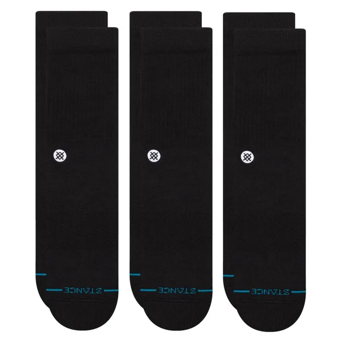 Icon Crew Socks 3 Pack Black MenWomen Stance Crew