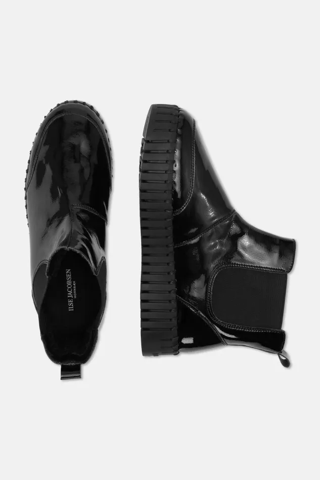 Ilse Jacobsen Ankel Boot Gloss 8211 Black Black Women Tulip Flats