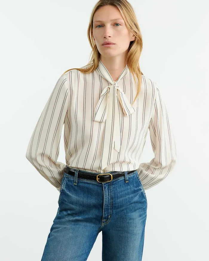 IRINA SILK BLOUSE Vintage Stripes Women Nili Lotan Tops
