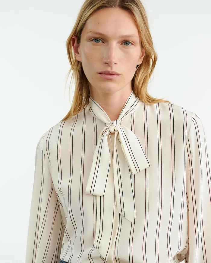 IRINA SILK BLOUSE Vintage Stripes Women Nili Lotan Tops
