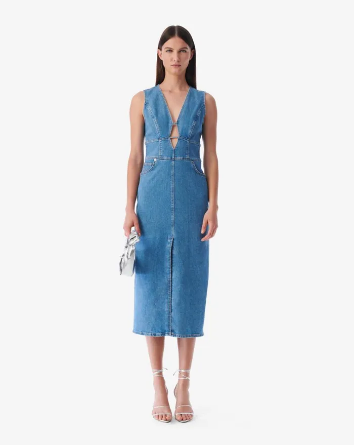 IRO ALBA LONG CUTOUT DENIM DRESS Light Blue Women Dresses