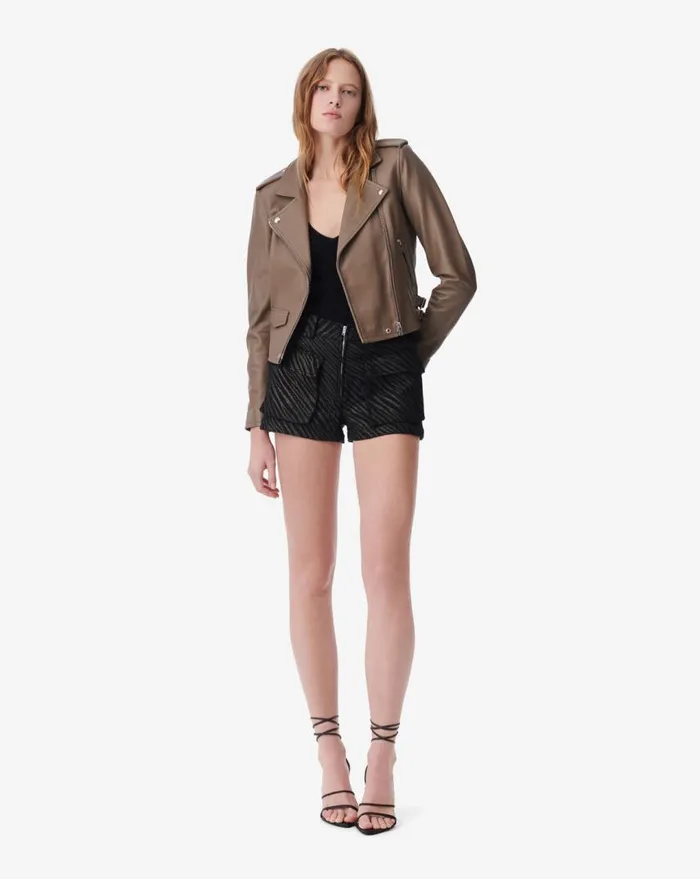 IRO ASHVILLE LEATHER JACKET Vintage Taupe Women Jackets and Coats