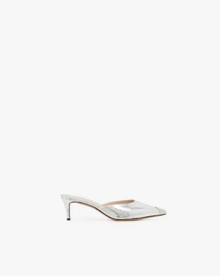 IRO KAIA SLIVER LEATHER MULES Silver Women Sandals