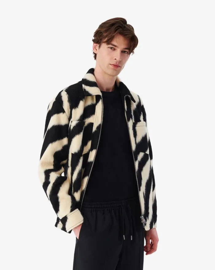 IRO KHLEEF ZEBRAPATTERNED OVERSHIRT Blackecru Men Jackets and Coats