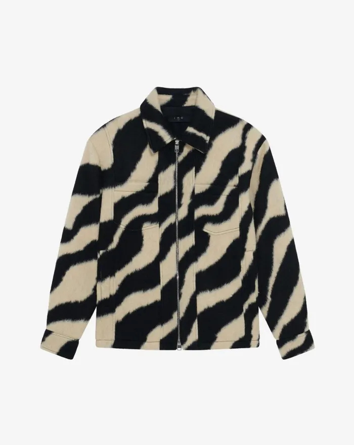IRO KHLEEF ZEBRAPATTERNED OVERSHIRT Blackecru Men Jackets and Coats
