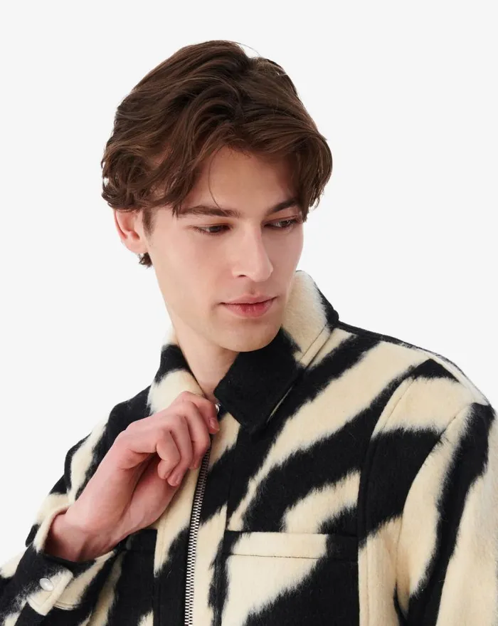 IRO KHLEEF ZEBRAPATTERNED OVERSHIRT Blackecru Men Jackets and Coats