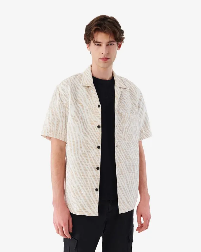IRO NAHEL ZEBRAPATTERNED SHIRT Beigeecru Men Tshirts