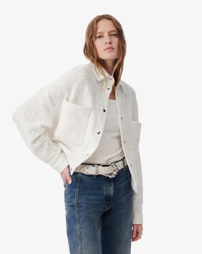 IRO PABLI CROPPED JACKET WITH CLASSIC COLLAR White Women Jackets and Coats