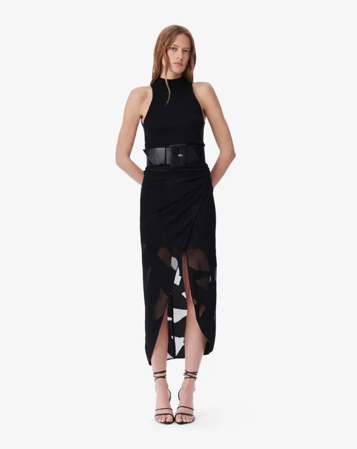 IRO SELIMA WRAP MIDI SKIRT Black Women Shorts and Skirts