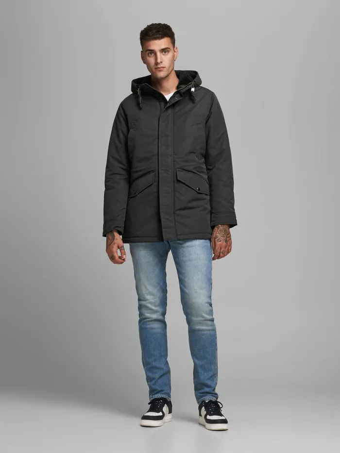 Jackets JACK and JONES Mens HOODED PARKA Grey Black