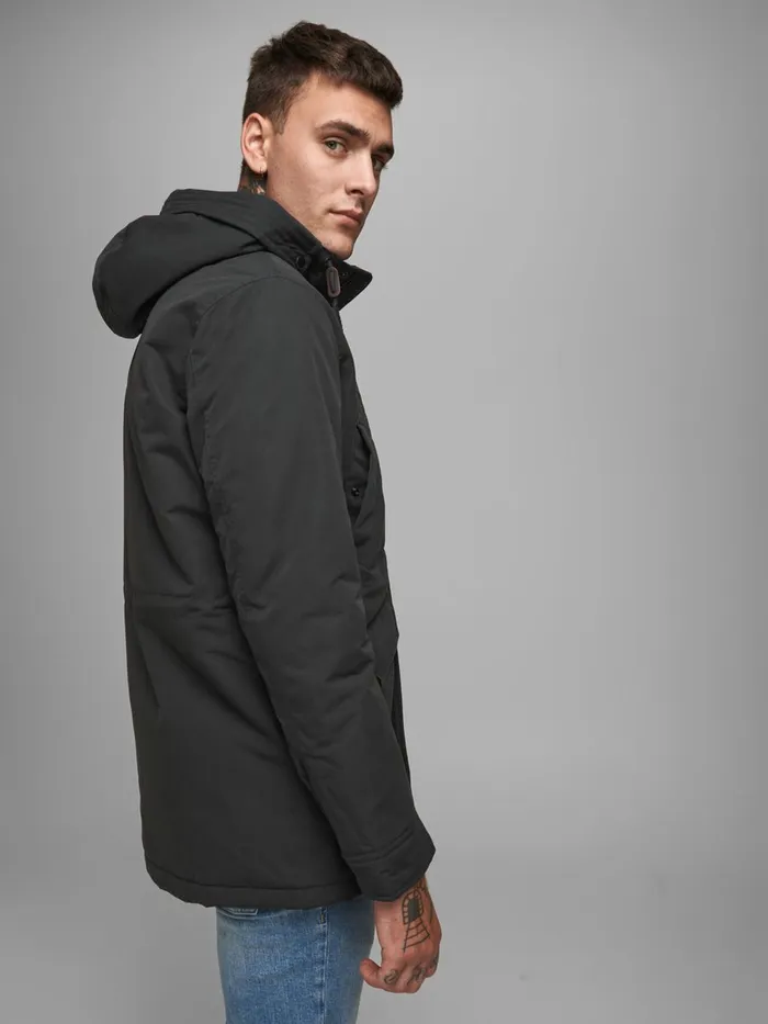 Jackets JACK and JONES Mens HOODED PARKA Grey Black