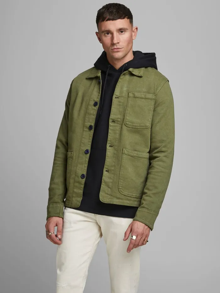 Jackets JACK and JONES Mens LUCAS AKM DENIM JACKET Green Olive Night