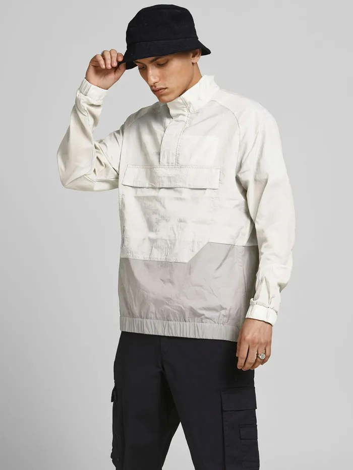 Jackets JACK and JONES Mens NYLON ANORAK Grey Glacier Gray
