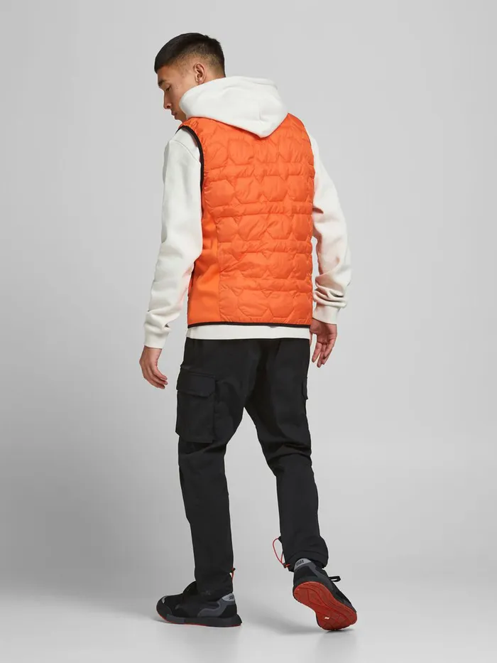 Jackets JACK and JONES Mens PADDED WAISTCOAT Orange Scarlet Ibis