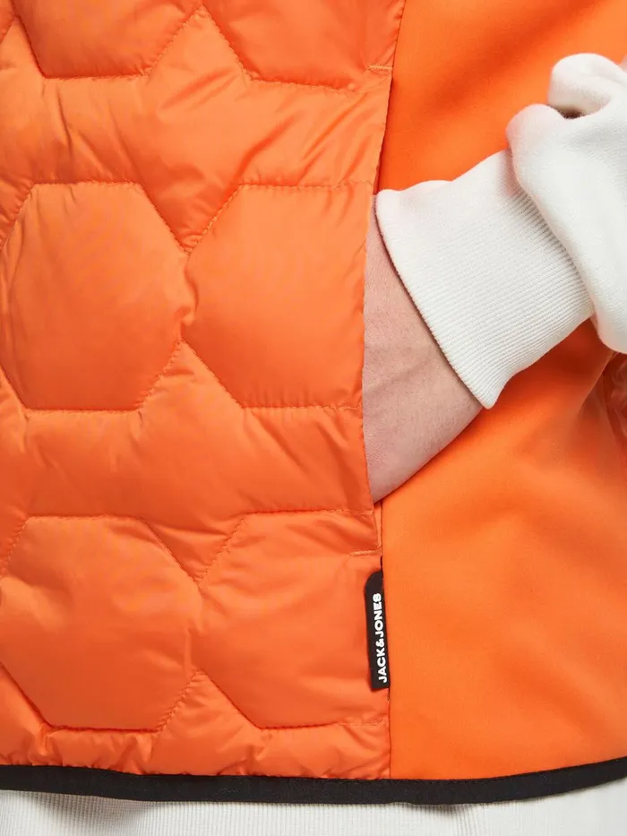 Jackets JACK and JONES Mens PADDED WAISTCOAT Orange Scarlet Ibis