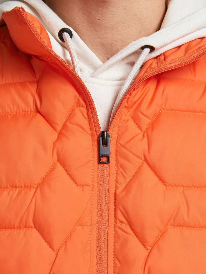 Jackets JACK and JONES Mens PADDED WAISTCOAT Orange Scarlet Ibis