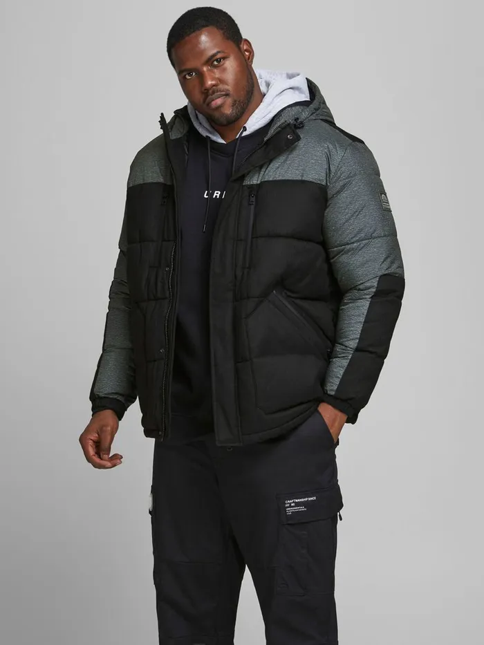 Jackets JACK and JONES Mens RECYCLED POLYESTER PUFFER PLUS SIZE JACKET Black Black