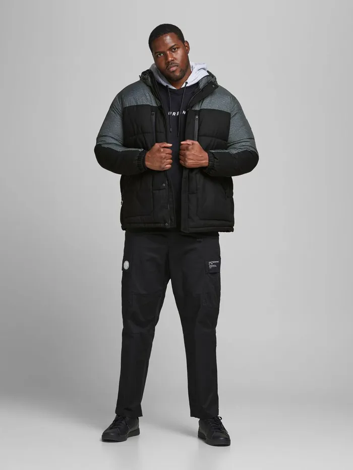 Jackets JACK and JONES Mens RECYCLED POLYESTER PUFFER PLUS SIZE JACKET Black Black