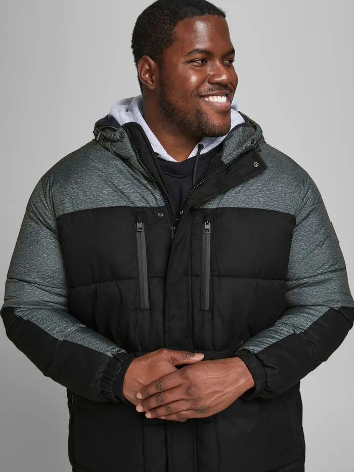 Jackets JACK and JONES Mens RECYCLED POLYESTER PUFFER PLUS SIZE JACKET Black Black