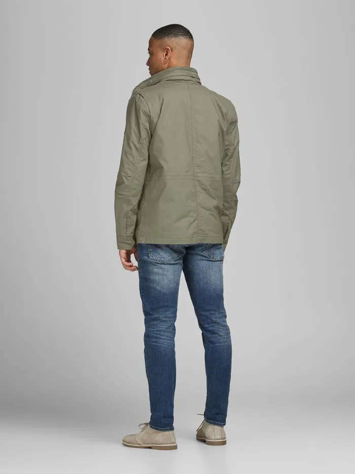 Jackets JACK and JONES Mens STAND COLLAR FIELD JACKET Green Beetle