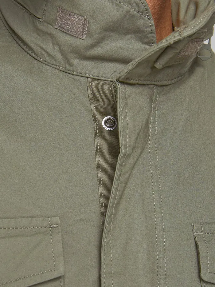 Jackets JACK and JONES Mens STAND COLLAR FIELD JACKET Green Beetle