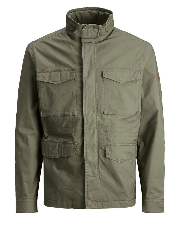 Jackets JACK and JONES Mens STAND COLLAR FIELD JACKET Green Beetle