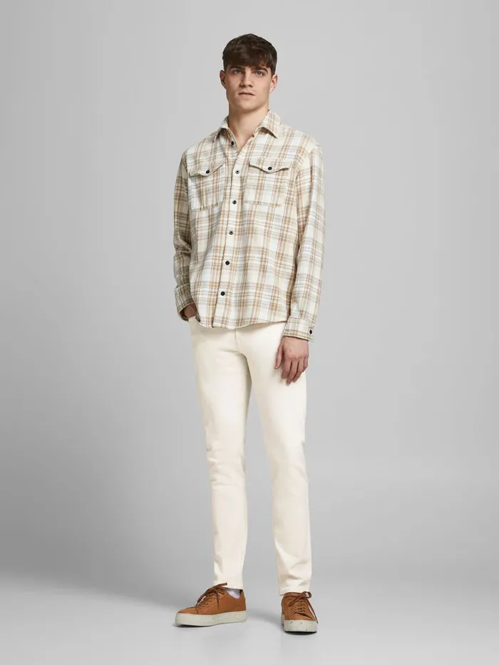 Jeans JACK and JONES Mens GLENN FELIX CJ 340 SLIM FIT JEANS White Ecru