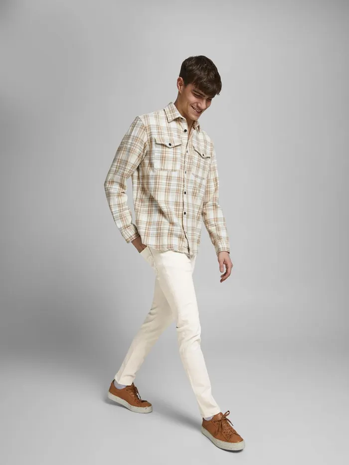 Jeans JACK and JONES Mens GLENN FELIX CJ 340 SLIM FIT JEANS White Ecru