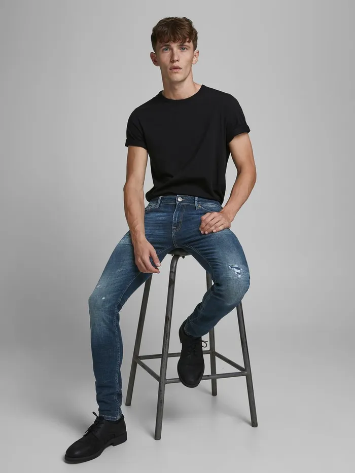 Jeans JACK and JONES Mens LIAM ORIGINAL JJ 244 SKINNY FIT JEANS Blue Blue Denim